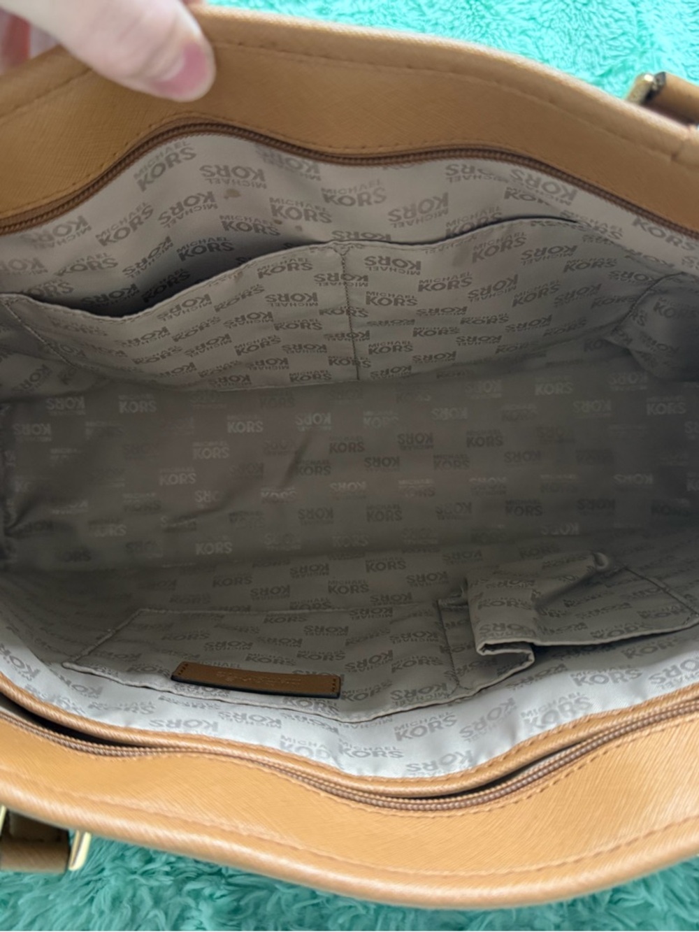 Michael Kors Brown & Tan MK Logo Tote - Picture 5 of 10